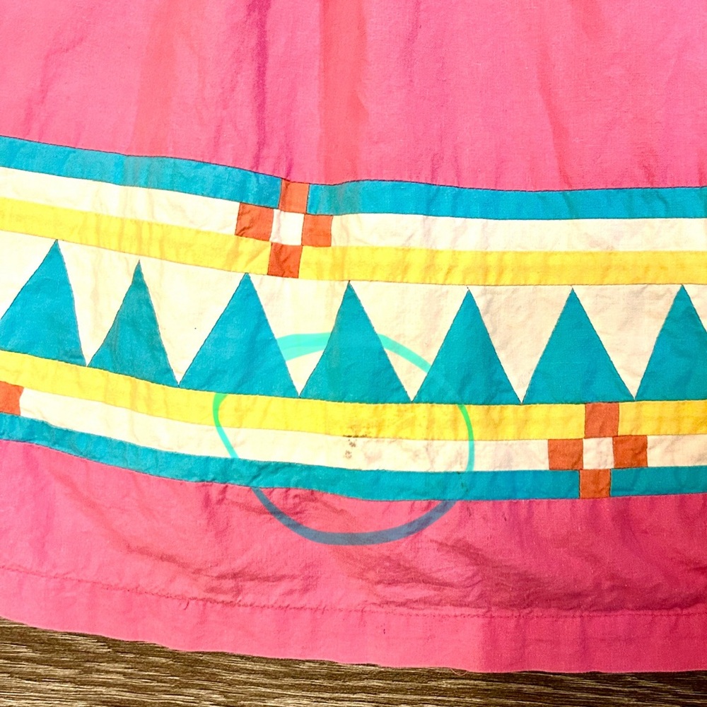 Vintage 70s Pink Quilted Detail Cotton Maxi House… - image 7